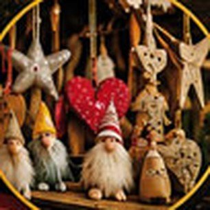 Handgemachte Holzanhänger und Wichtel